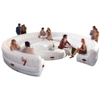 0.9mm pvc tarpaulin white inflatable round sofa with round table.